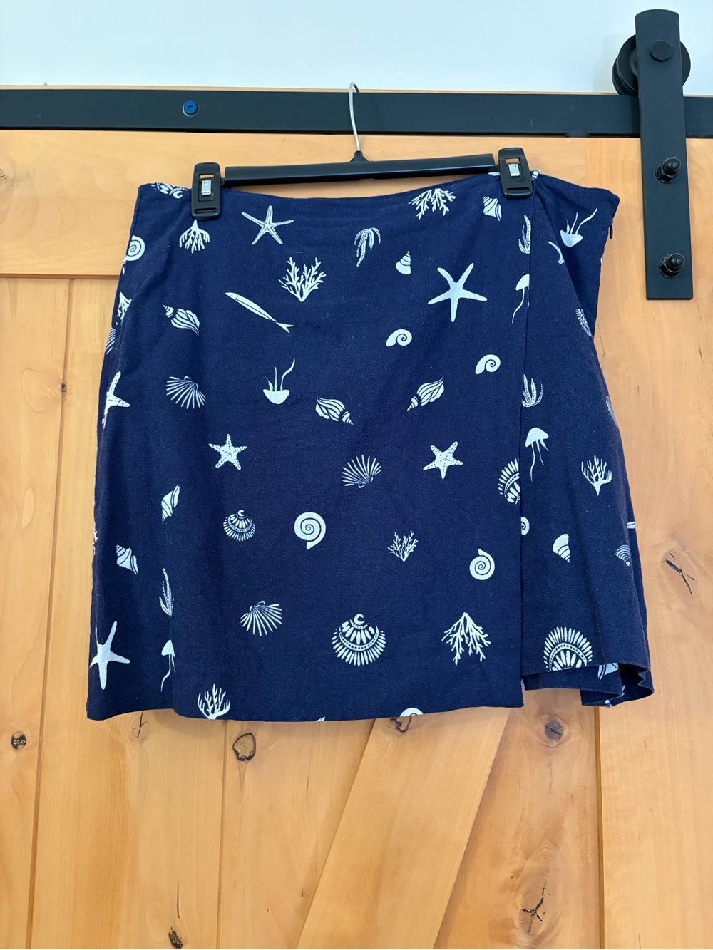 a new day Navy Mini Wrap Skirt with White Coastal Print